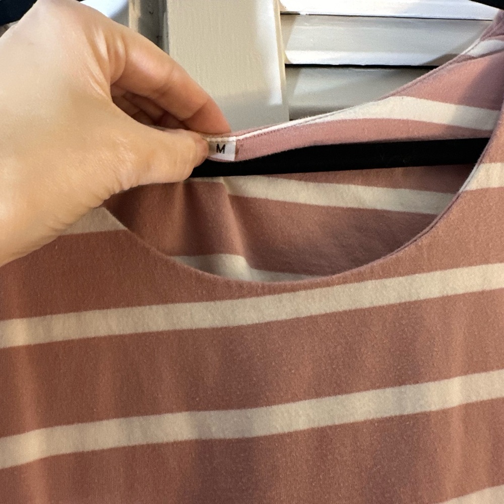 Amazon Women's Pink and White Striped Casual Dress - Picture 2 of 5